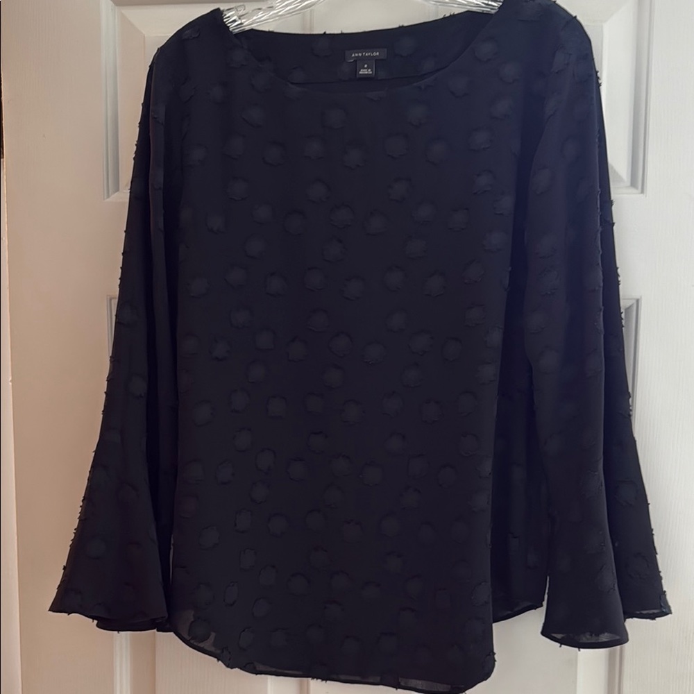 Ann Taylor Black Relaxed Bell Sleeve Blouse